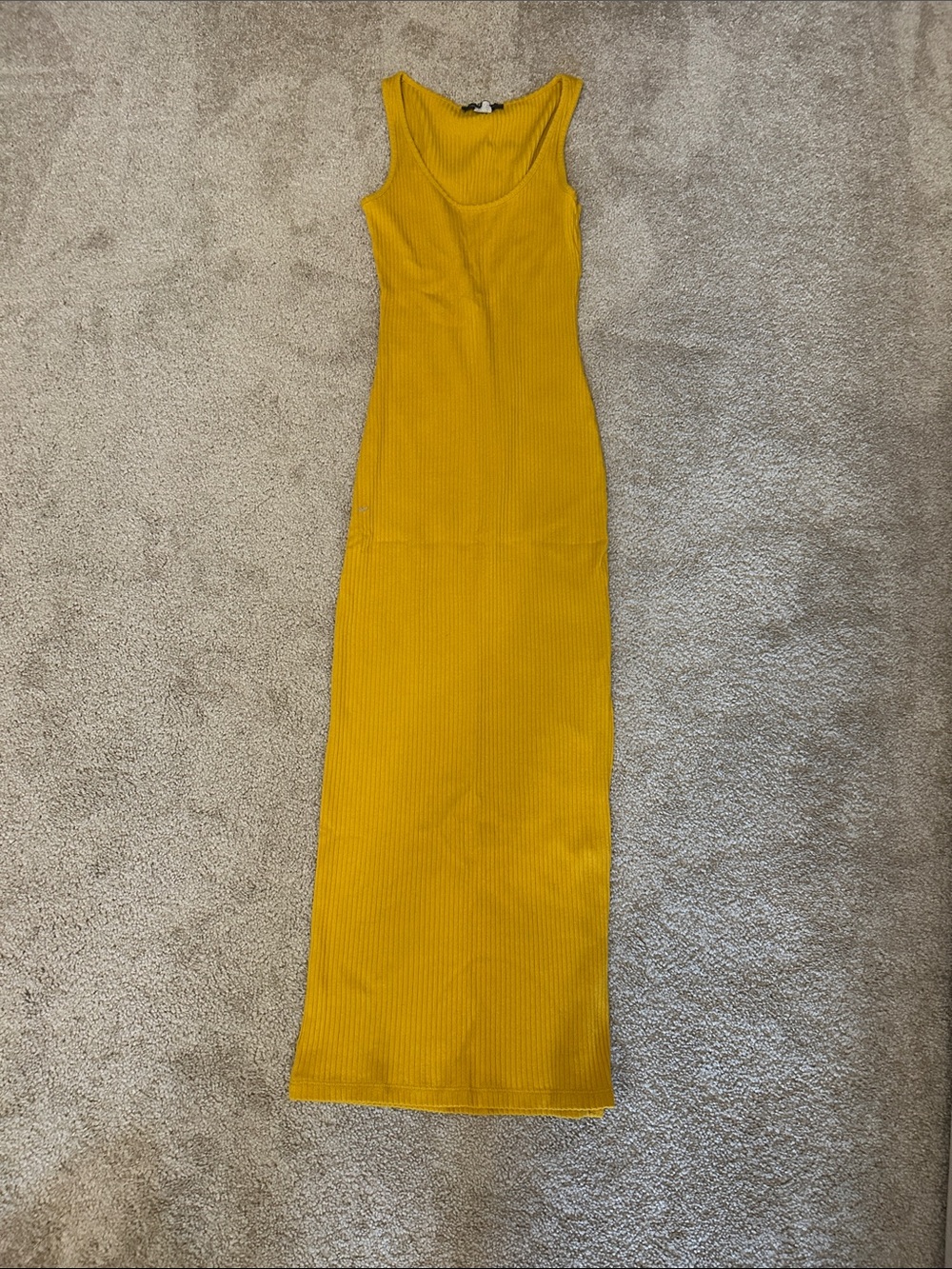Sleeveless Ribbed Maxi Dress in Mustard Yellow